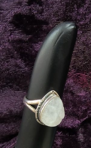Ring Moonstone Raw Unpolished Certified Sterling Silver #2368 Size 8